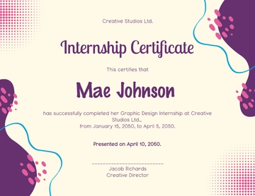 Free Graphic Designer Internship Certificate Template to Edit Online