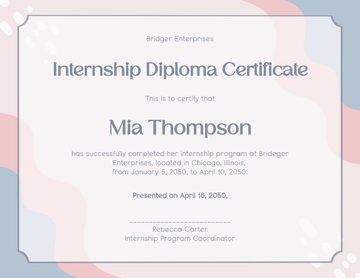 Free Aesthetic Internship Diploma Certificate Template to Edit Online