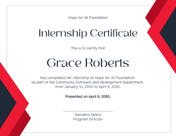 Free NGO Work Internship Certificate Template to Edit Online