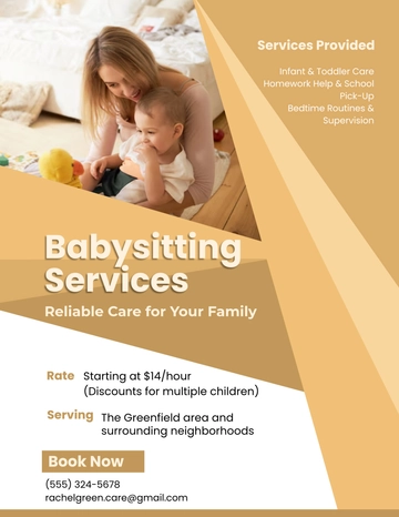 Free Babysitting Business Card Flyer Template to Edit Online