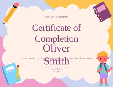 Free Kindergarten Certificate Template for Kids to Edit Online