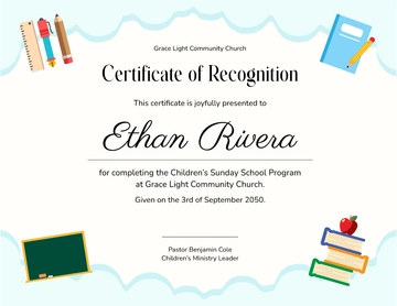 Free Kids Sunday School Certificate Template to Edit Online
