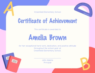 Free Elementary School Kids Certificate Template to Edit Online