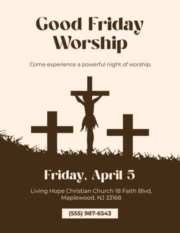 Free Aesthetic Good Friday Worship Flyer Template to Edit Online