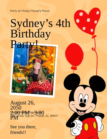 Free Mickey Mouse Birthday Flyer Template to Edit Online