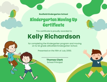 Free Kindergarten Moving Up Certificate Template to Edit Online