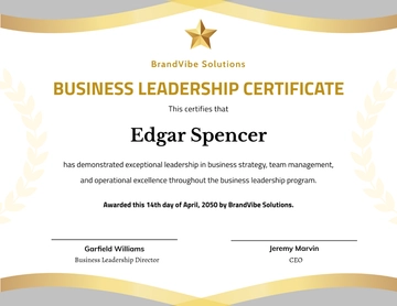 White Business Leadership Certificate Template