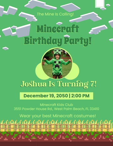 Free Modern Minecraft Birthday Flyer Template to Edit Online