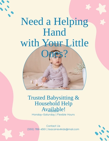 Free Babysitting Helper Flyer Template to Edit Online