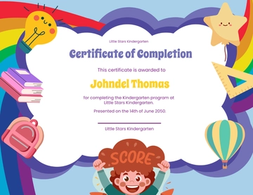 Free Kindergarten Certificate Template in English to Edit Online