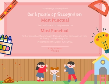 Free Pink Kindergarten Certificate Template to Edit Online