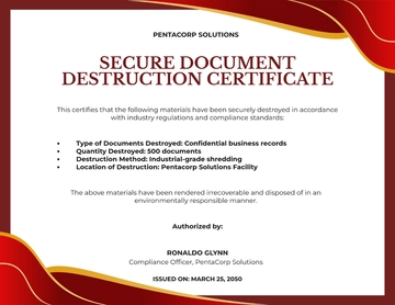 Secure Document Destruction Certificate Template to Download