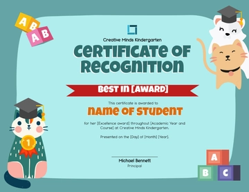 Free Blank Kindergarten Portrait Certificate Template to Edit Online