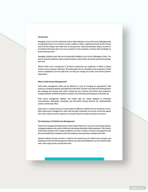 Field Service Management White Paper Template
