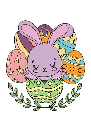 Free Purple Easter Rabbit Drawing Template to Edit Online