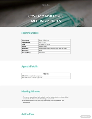 COVID-19 Task Force Meeting Minutes Template