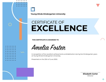 Free Kindergarten Certificate for University Template to Edit Online