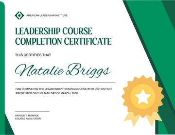 Free Green Leadership Course Certificate Template to Edit Online