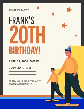 Free Blank Skate Birthday Flyer Template to Edit Online