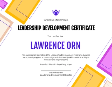 Free Leadership Development Certificate Template to Edit Online