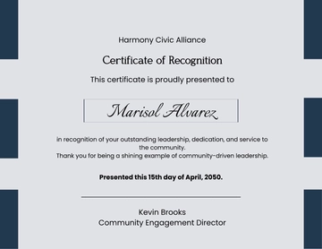 Free Community Leadership Certificate Template to Edit Online