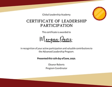 Free Leadership Certificate of Participation Template to Edit Online