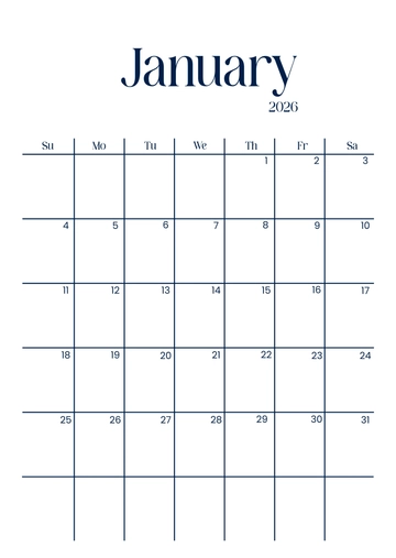 Free January 2026 Calendar with Image Template to Edit Online