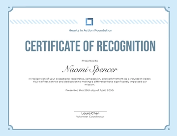 Free Simple Volunteer Leadership Certificate Template to Edit Online