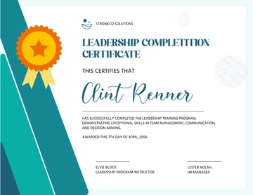 Free Leadership Completion Certificate Template to Edit Online