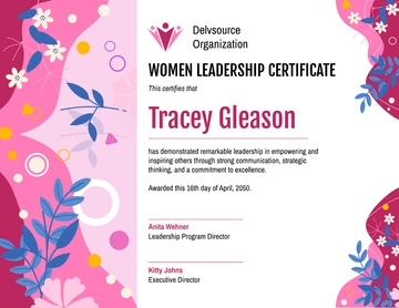 Free Colorful Women Leadership Certificate Template to Edit Online
