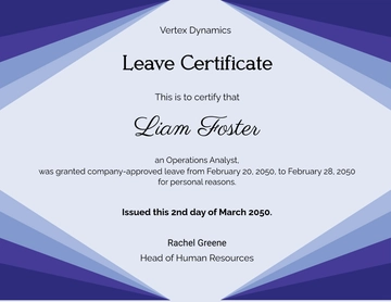 Free Company Leave Certificate Template to Edit Online
