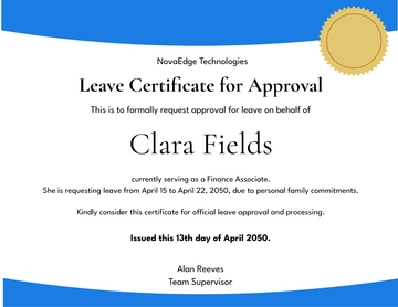 Free Leave Certificate for Approval Template to Edit Online