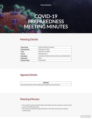 Formal Covid 19 meeting minutes Template