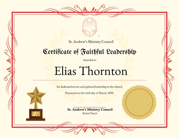 Free Church Leadership Certificate Template to Edit Online