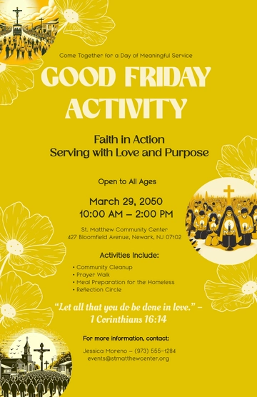 Free Yellow Good Friday Activity Poster Template to Edit Online
