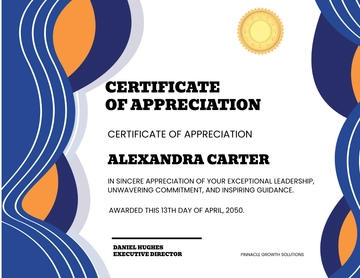 Free Leadership Appreciation Certificate Template to Edit Online