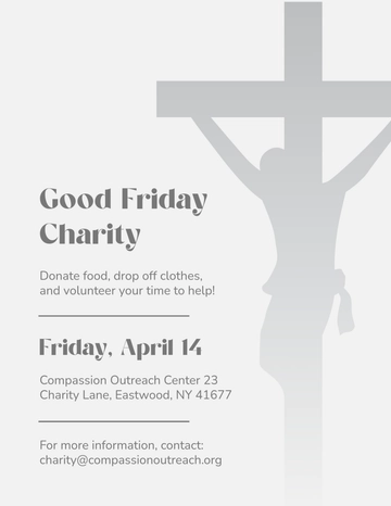Free White Good Friday Charity Flyer Template to Edit Online
