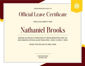 Free Official Leave Certificate Design Template to Edit Online