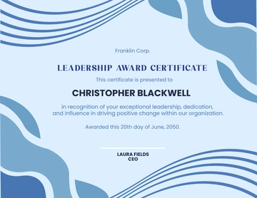 Free Blue Generic Leadership Certificate Template to Edit Online