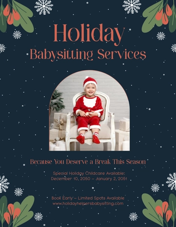 Free Holiday Babysitting Flyer Template to Edit Online