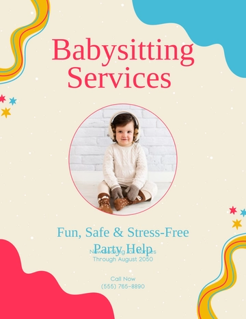Free Colorful Birthday Babysitting Flyer Template to Edit Online