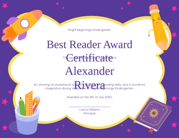 Free Creative Kindergarten Award Certificate Template to Edit Online