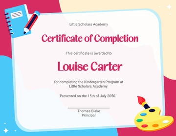 Free Kindergarten School Certificate Template to Edit Online