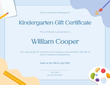 Free Simple Kindergarten Gift Certificate Template to Edit Online