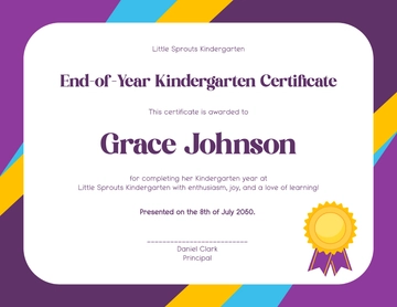 Free End of Year Kindergarten Certificate Template to Edit Online