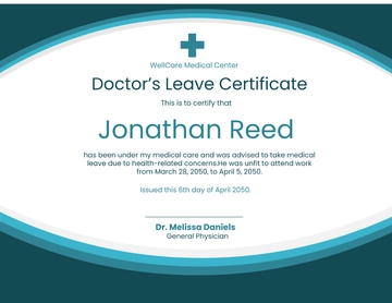 Free Doctor's Leave Certificate Template to Edit Online