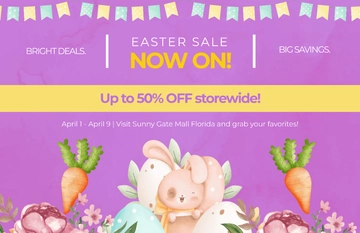 Free Purple Easter Sale Poster Template to Edit Online