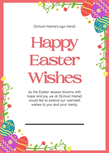 Blank School Easter Wishes Template to Download