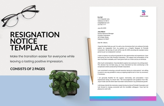 Resignation Notice Template