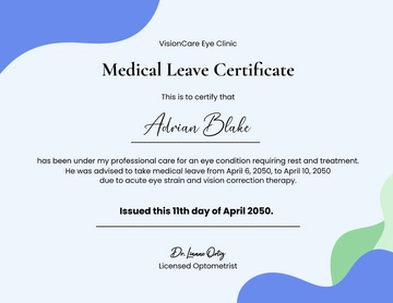 Free Optometrist Leave Certificate Template to Edit Online